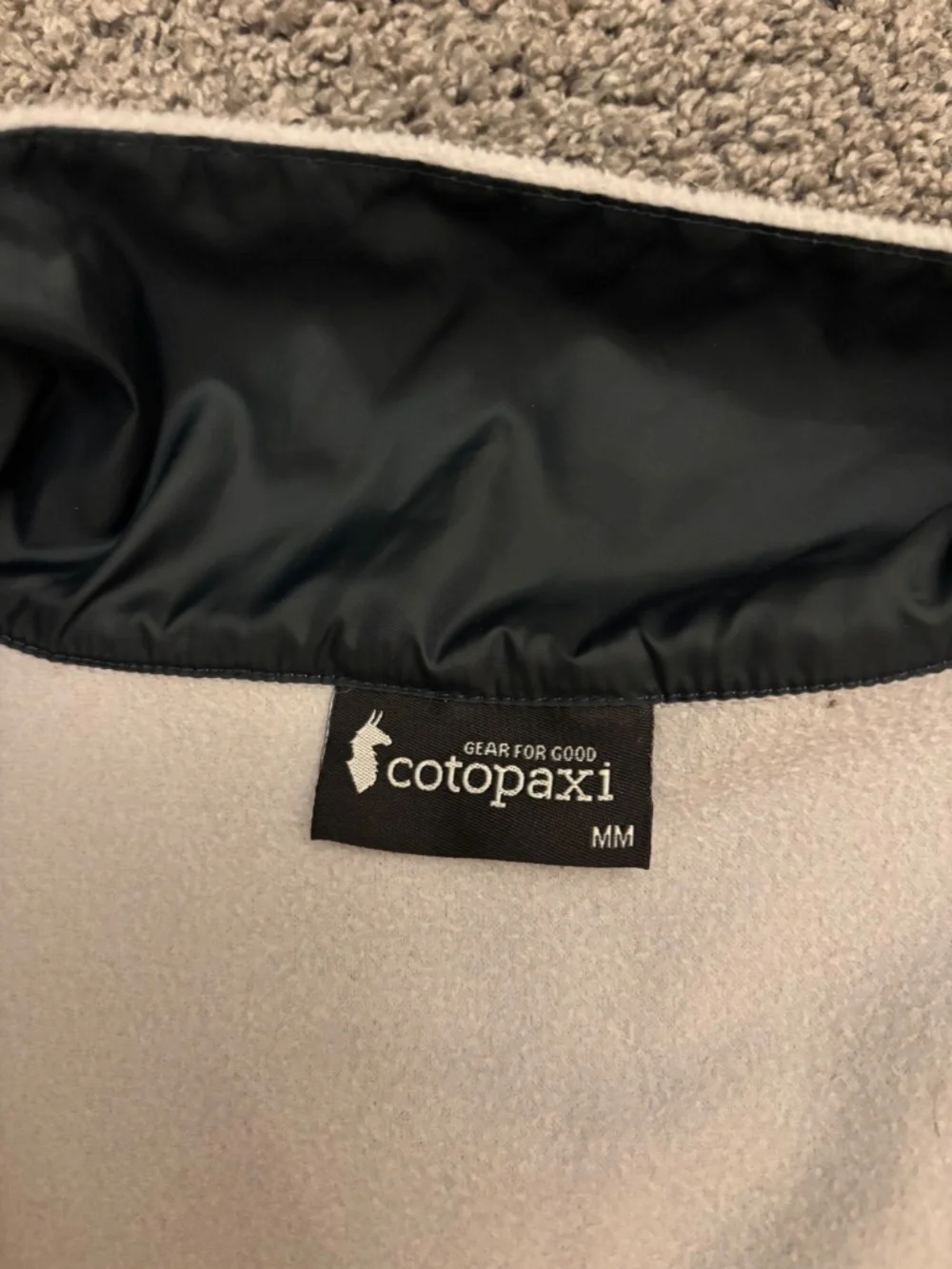 Cotopaxi fleece jacket gray yellow blue size medium men’s